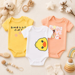 Cute Chick, Cat & Mommy's Love Baby Rompers | 3pcs combo pack for Newborns, Infants & Toddlers