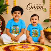 Happy Onam Kids Matching T-Shirt & Romper Combo | Kerala Celebration Wear