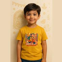 Ganesha on Modak Delivery Duty Kids T-Shirt for Ganesh Chaturthi
