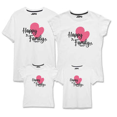Happy Matching Family T-Shirts Set of 3 and 4 for Mom, Dad, Daughter & Son