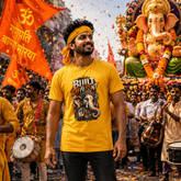 Built Different Lord Ganesha T-Shirt for Men | Ganpati Bappa Mustard Yellow Graphic Tee
