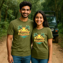 Holiday Mode Tees -Dark Olive Vacation Couple Look