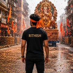 Ganpati Bappa Printed T-Shirt for Men | Ganesh Chaturthi Special Black Graphic T-Shirt