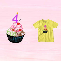 Cup cake designed 4rd Birthday Theme Kids T-shirt
