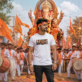 Ganpati Typography T-Shirt for Men | Ganpati Bappa White Printed T-Shirt