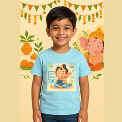 Ganesh Chathurthi Gaming T-Shirt for Kids - Mission Modak Ganpati T-Shirt Joystick Edition