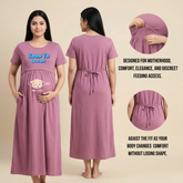 Comfort Fit Maternity Dress with Hidden Feeding Zip | Nursing Friendly Cotton Tee Dress