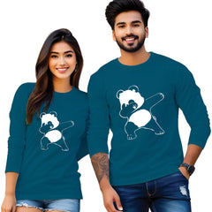 Full sleeve Dapping Panda printed couple T Shirt