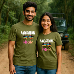 Holiday Mode Tees -Dark Olive Vacation Couple Look