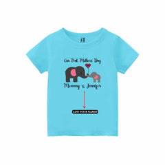 First Mother's Day kids customised T-shirts Aqua Blue