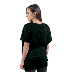 Drop Shoulder Women's Plain T Shirt-Bottle green