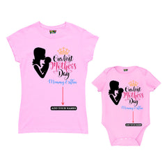 First Mother's Day customised Mom T Shirt and Romper For Lite Pinkk