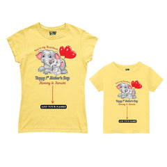 First Mother's Day Mom and kids customised T-shirts For Yellow
