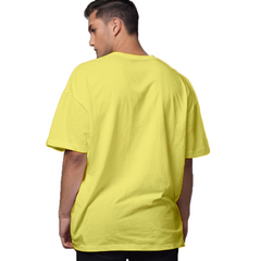 Drop Shoulder Oversized Plain Men's T-shirt in Light Yellow
