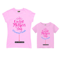 First Mother's Day Mom and kids customised T-shirts For Pink