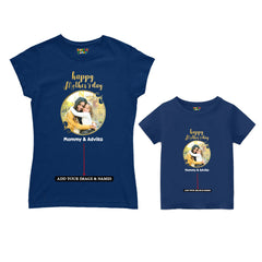 First Mother's Day Mom and kids customised T-shirts For Navy