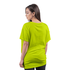 Drop Shoulder Women's Plain T Shirt-Neon green