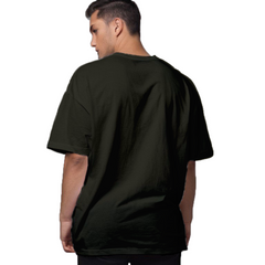 Drop Shoulder Oversized Plain Men's T-shirt in Dark Olive