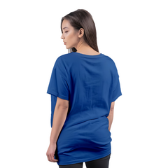 Drop Shoulder Women's Plain T Shirt-Royal blue