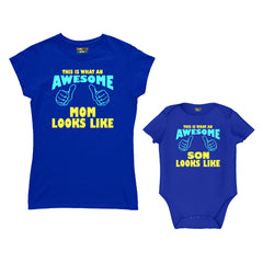 First Mother's Day customised Mom T Shirt and Romper For Royal Blue