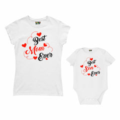 First Mother's Day customised Mom T Shirt and Romper For White