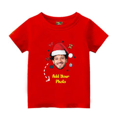 Custom Photo Face Christmas T-Shirt - Personalized Face in Santa Hat Tee