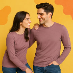 Full Sleeve Couple T Shirt- Plum