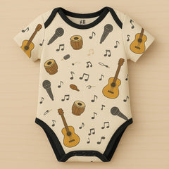 Adorable Music Lover Baby Romper Jersey with Guitar & Mic Design