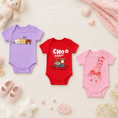 Cute Cartoon & Vehicle Baby Rompers | 3pcs combo pack for Newborns, Infants & Toddlers