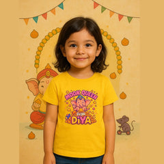 Ganesha with Modaks Printed T-Shirt for Girls - Bappa's Modak Queen