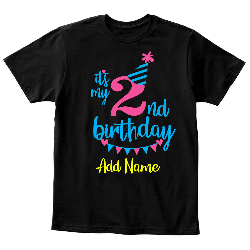 Happy 2nd Birthday Custom Name Kids T-Shirt