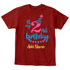 Happy 2nd Birthday Custom Name Kids T-Shirt