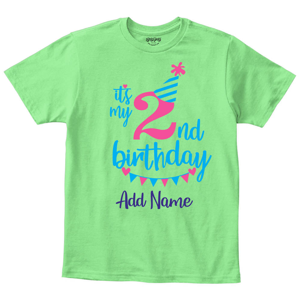 Happy 2nd Birthday Custom Name Kids T-Shirt