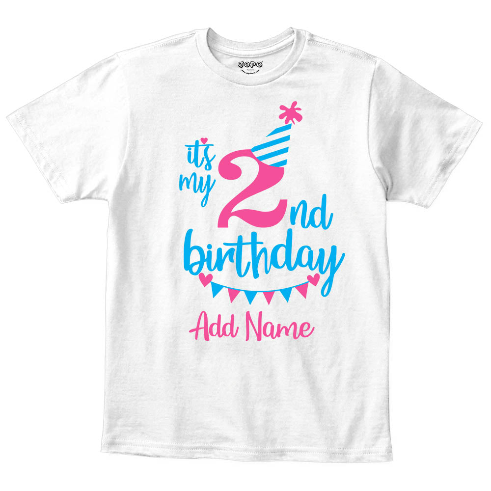 Happy 2nd Birthday Custom Name Kids T-Shirt