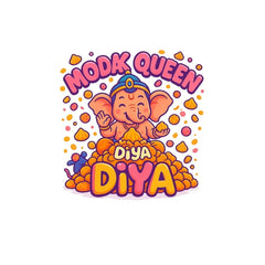 Ganesha with Modaks Printed T-Shirt for Girls - Bappa's Modak Queen