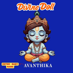 Divine Doll Personalized Krishna Janmashtami Girls Round Neck T-Shirt – Custom Name