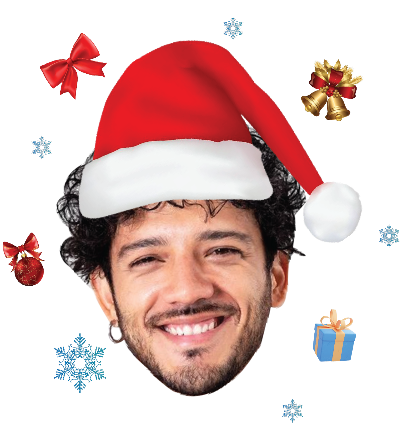 Custom Photo Face Christmas T-Shirt - Personalized Face in Santa Hat Tee