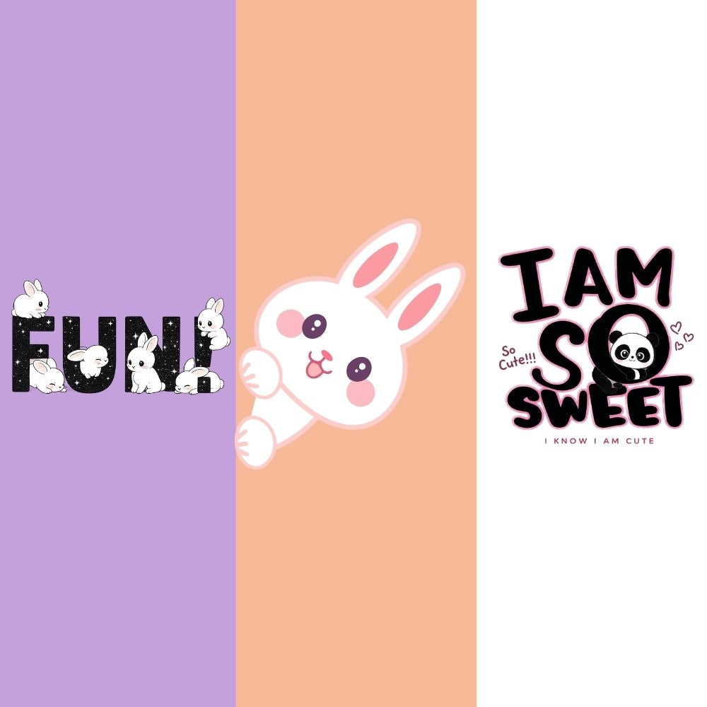 Cute Baby Bunny & Panda Printed Cotton Romper Combo | 3pcs combo pack for Newborns & Infants
