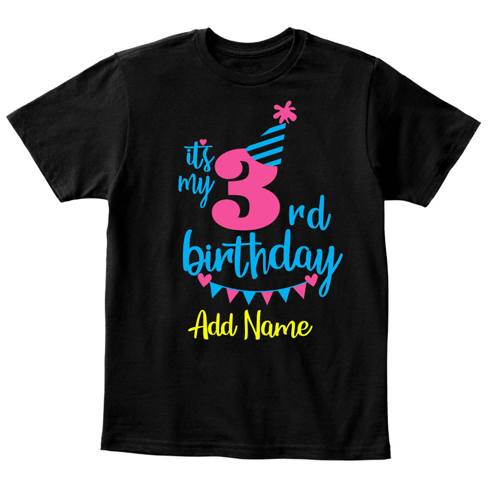 Happy 3rd Birthday Custom Name Kids T-Shirt