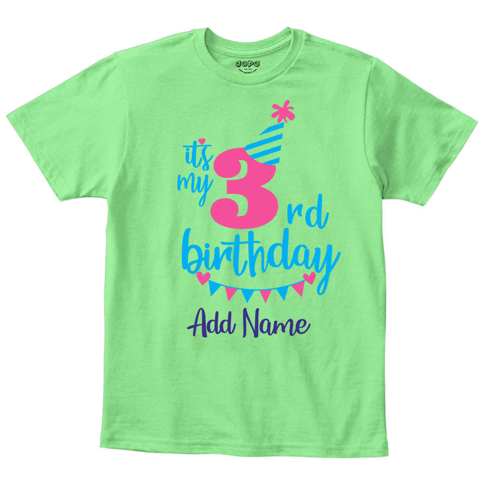 Happy 3rd Birthday Custom Name Kids T-Shirt
