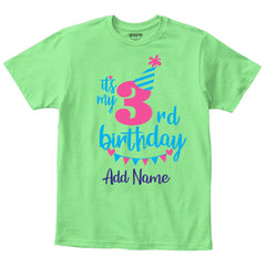 Happy 3rd Birthday Custom Name Kids T-Shirt