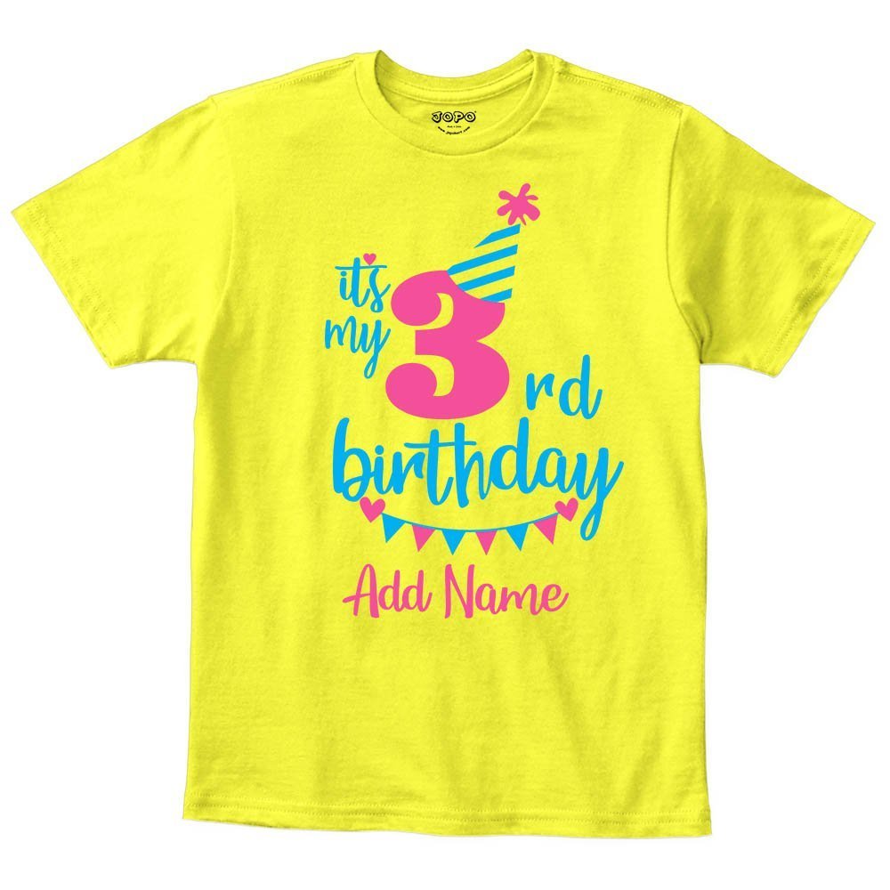 Happy 3rd Birthday Custom Name Kids T-Shirt