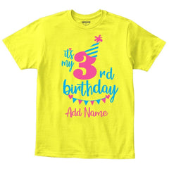 Happy 3rd Birthday Custom Name Kids T-Shirt