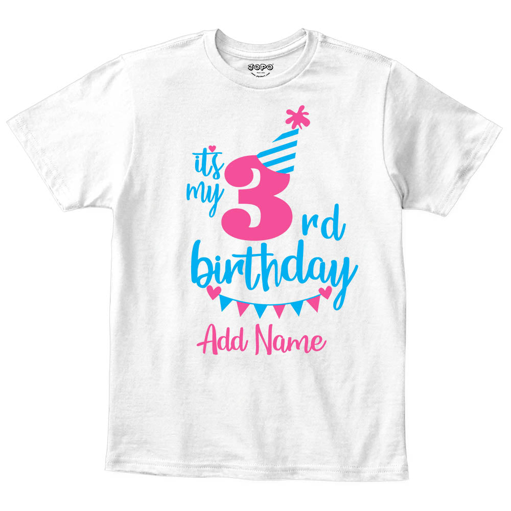 Happy 3rd Birthday Custom Name Kids T-Shirt