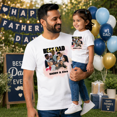 Custom Photo Matching T-Shirts for Dad and Kids | Personalized Father's Day Family Combo Tees