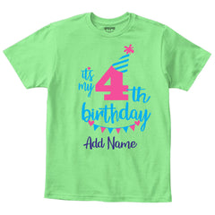 Happy 4th Birthday Custom Name Kids T-Shirt