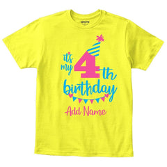 Happy 4th Birthday Custom Name Kids T-Shirt