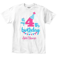 Happy 4th Birthday Custom Name Kids T-Shirt