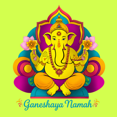 Ganeshaya Namah Lord Ganesha T-Shirt for Men | Neon Green Ganpati Bappa Printed Tee