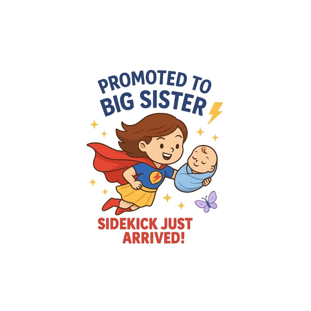 Cute Flying Superhero Big Sister - Baby Announcement T-Shirt